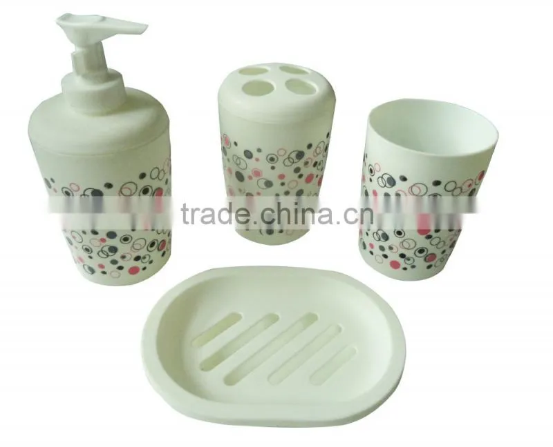 Eco-Friendly Feature and plastic pp bathroom set with plastic soap dispenser