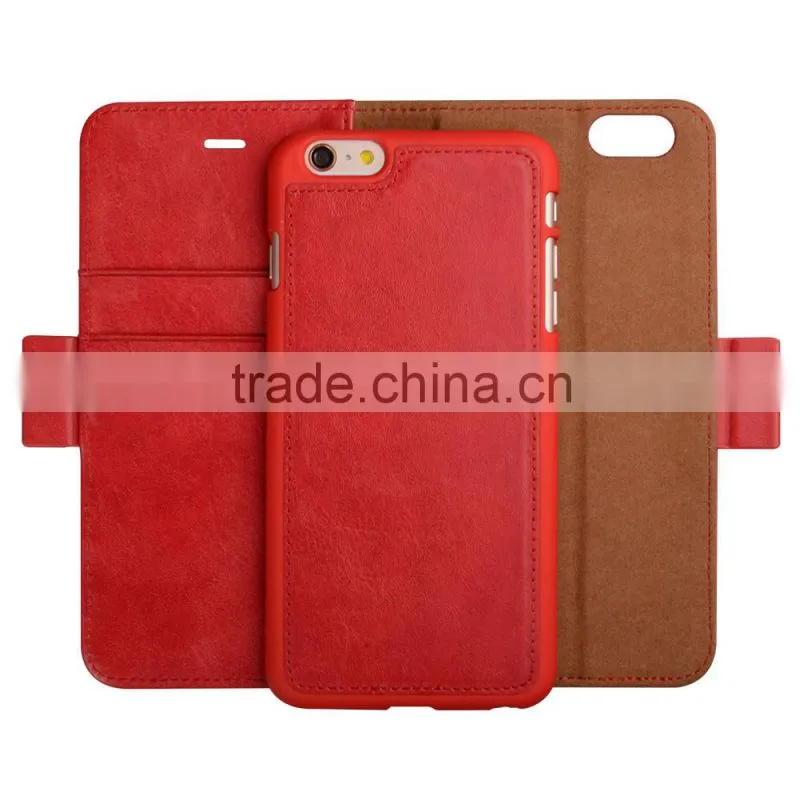 C&T Detachable Wallet Folio two mobile phones leather case for iPhone 6s plus