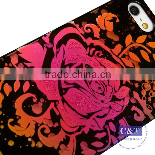 C&T Luxury Silver Foil Flower Rose Glitter Hard Case Cover for iPhone 5/5S