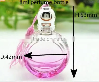 8ml colorful pink flat round perfume roller ball bottle