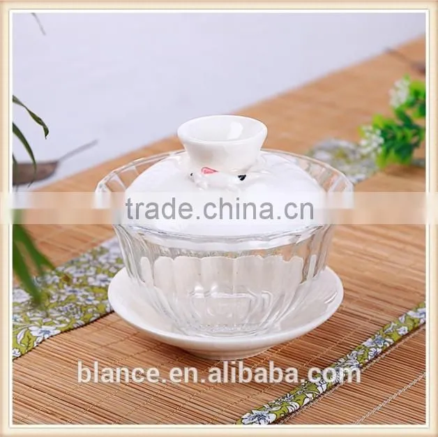 ceramic and glass Gaiwan in lotus design