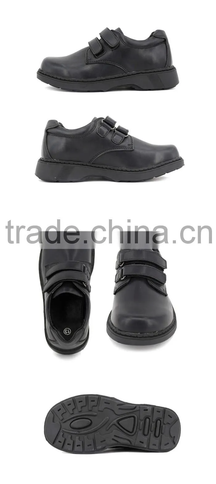 Bulk Wholesale Customized Wide Size Uniform Kids School Shoes Quality Boys Black Leather School Shoes for Student