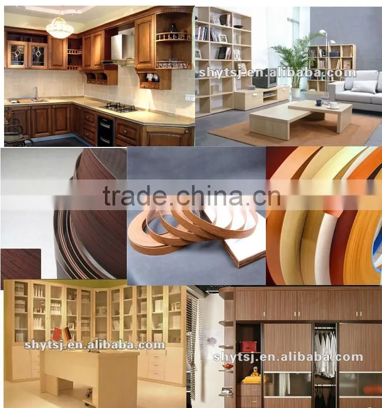 good quality wood grain kitchen cabinet pvc edging strip trimming for mdf