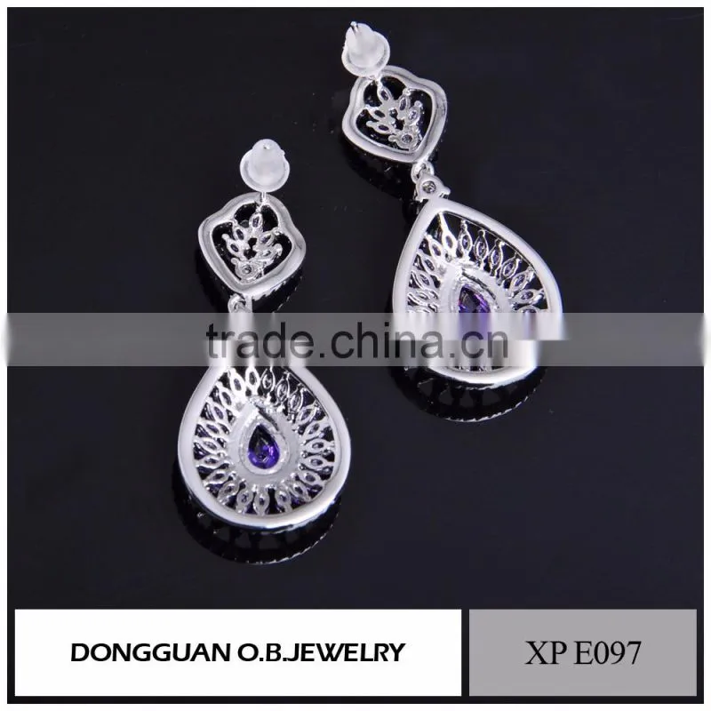 Rhinestone women sterling silver earring fashion earring/ latest diamond stone earring