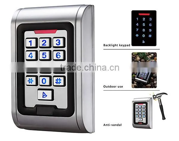 Standalone Metal keypad RFID access control kit set system with exit button,power, rfid card,magnetic lock