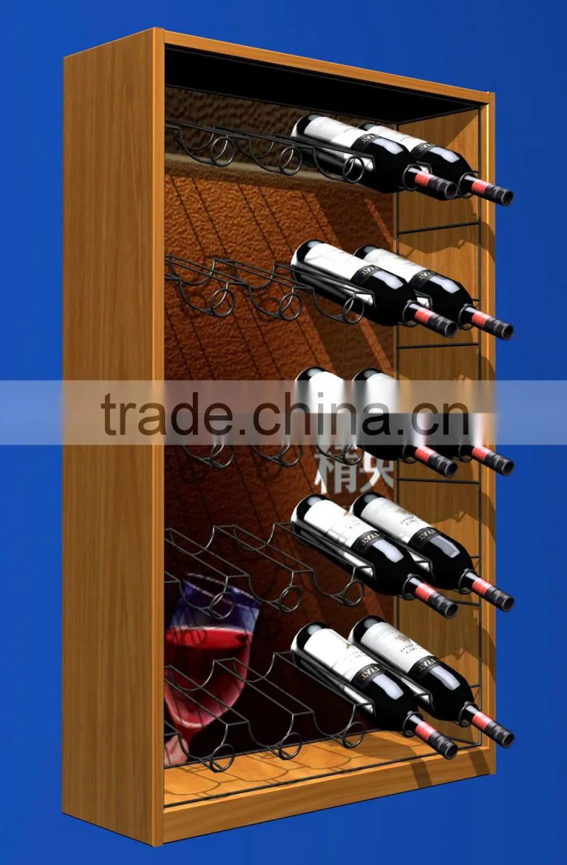 heavy duty square metal wine bottle display rack for shopping mall HSX-P-327