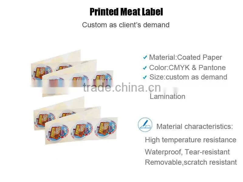 Custom Printed Sticker Labels Airbag Meat Label With LOGO Printing