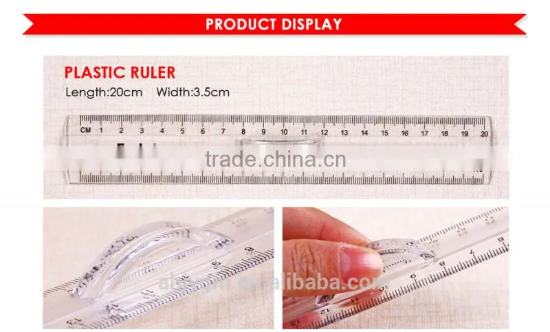 Hot Sale 20X3.5CM Plastic Ruler with Finger Handle