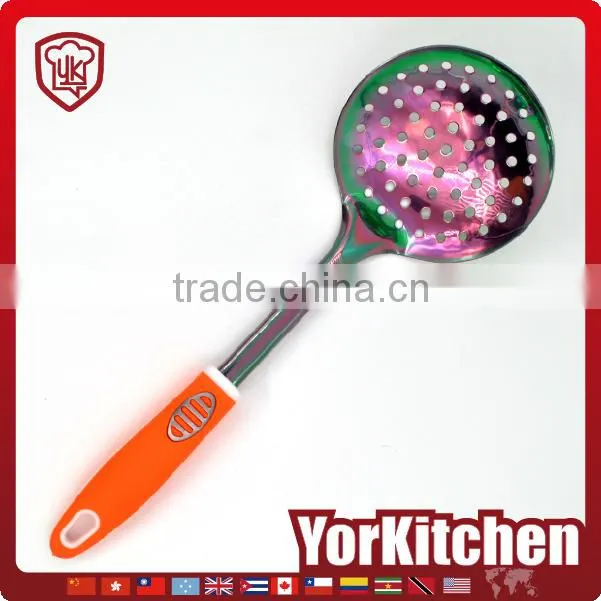 Hot sales in Amazon Non-stick TPR handle Titanize kitchen skimmer spoon