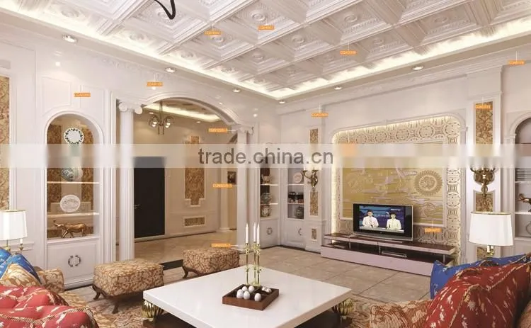 PU lamp panel European chandeliers carved flat bottom disc TV backdrop mural brick carvings Wholesale decorative plates