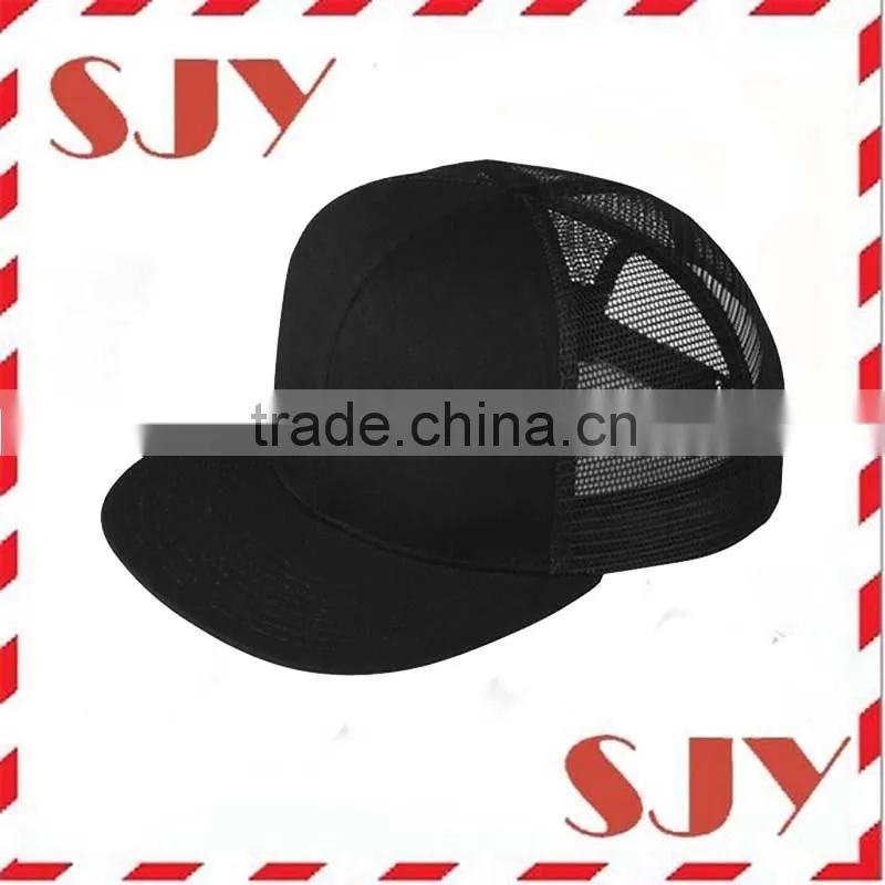 New Arrival Blank Flat Bill Snapback Mesh Trucker Cap