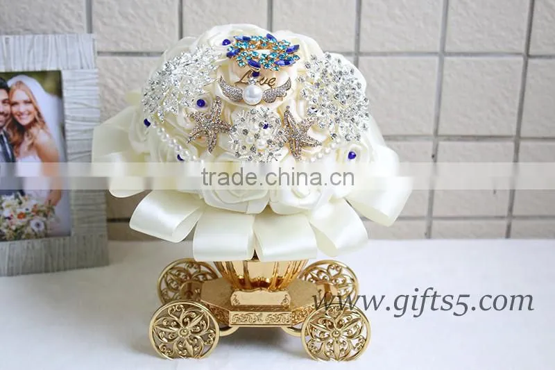 Exquisite Wedding Bouquet with blue beads
