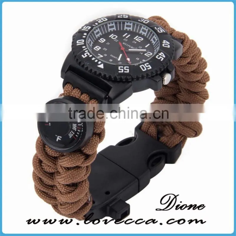 Multifuctional 6 in 1 Survival Paracord Bracelet Compass Watch Hiking Different Colors Outdoor Camping