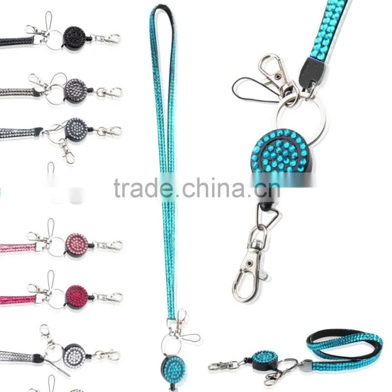 Retractable Pull Badge Reel Zinc Alloy ABS Plastic ID Lanyard Name Tag Card Badge Holder Reels Recoil Belt Key Ring Chain Clips
