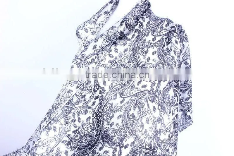 60s/2 worsted wool/silk printed scarfs & shawls