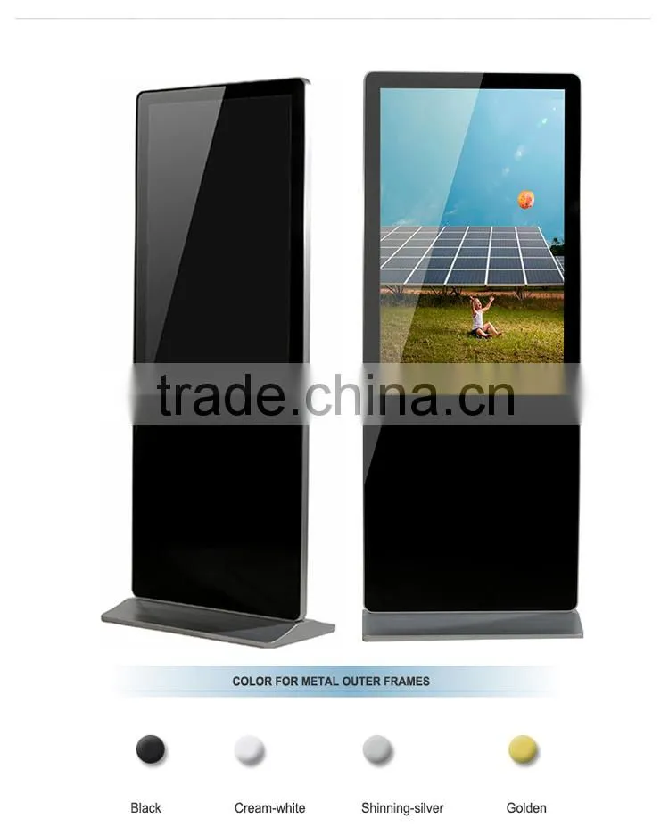 Marketing advertising equipment 42 inch indoor floor standing android touch screen digital full hd woode kiosk