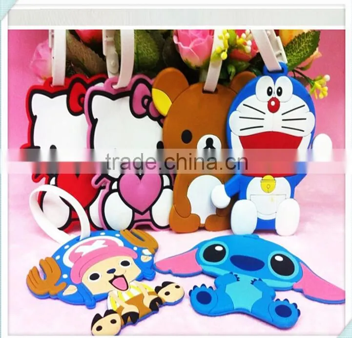 Hogift 2015 new cartoon soft PVC luggage tag/promotion luggage tag/custom luggage tag