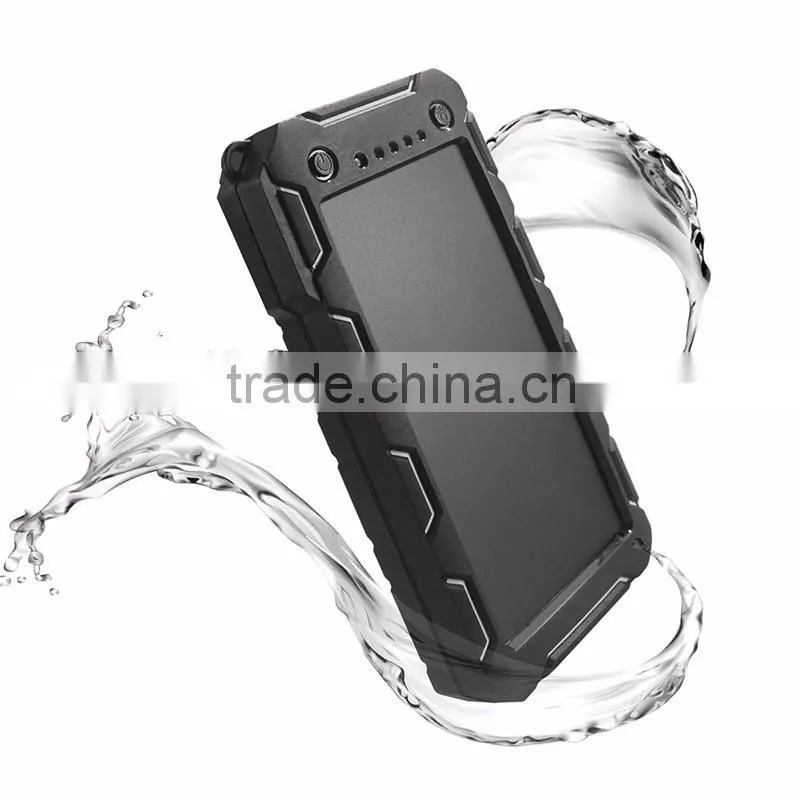 Waterproof 15000mah universal solar power bank cell phone charger 5v 2a for laptop