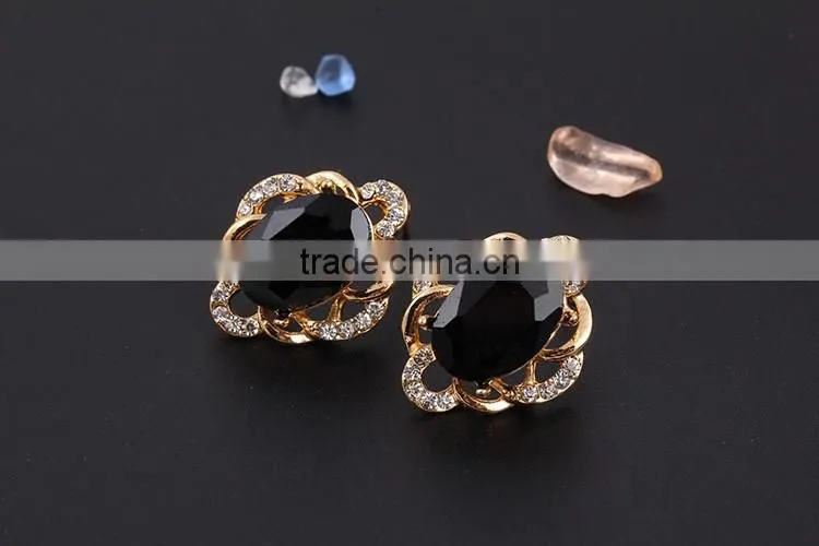 Online shop blue zircon stone necklace set crystal earring jewelry gold plated