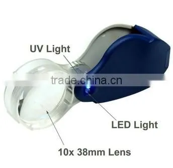 2013 New Compact 10X Lighted Jewelers Loupe / Magnifier with LED & Fluorescence Lights