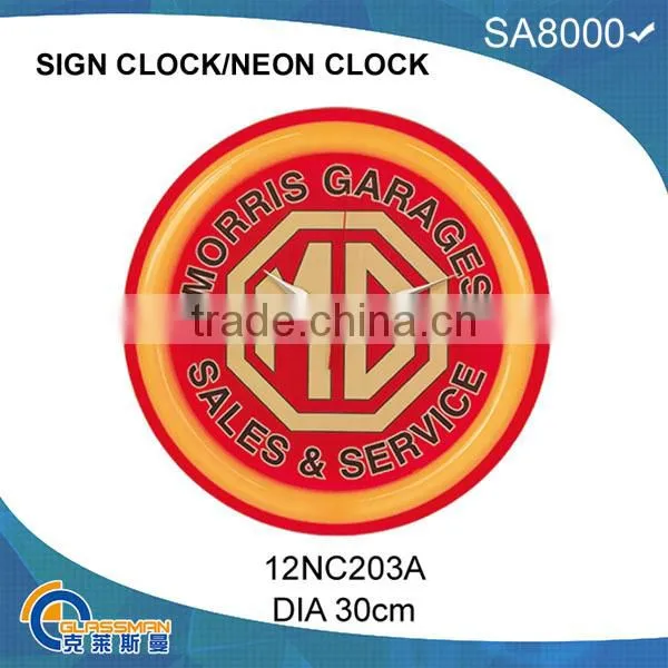 12'neon light wall clock