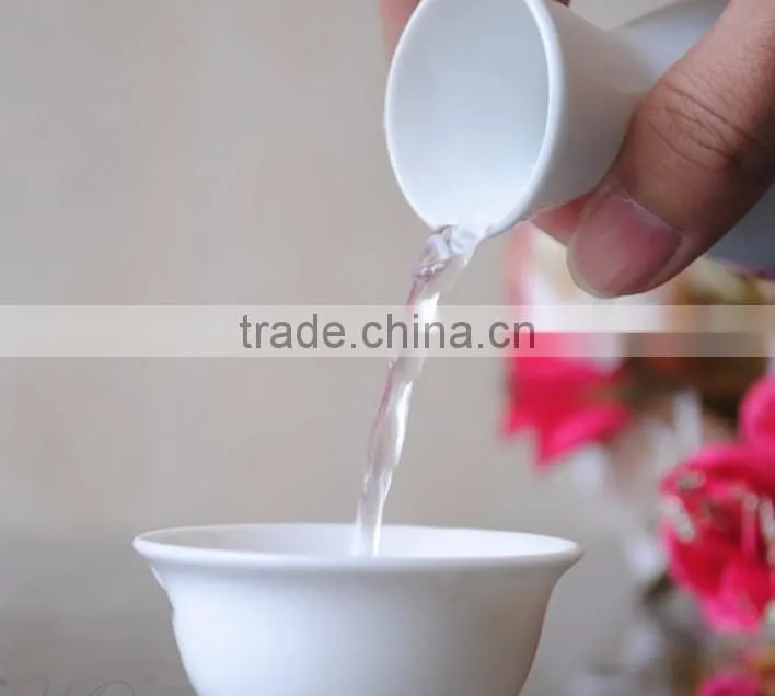 Haonai wholesale bamboo decal high-temperature ceramics porcelain flagon wine set