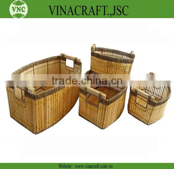 New design bamboo laundry basket with handle for hot sale