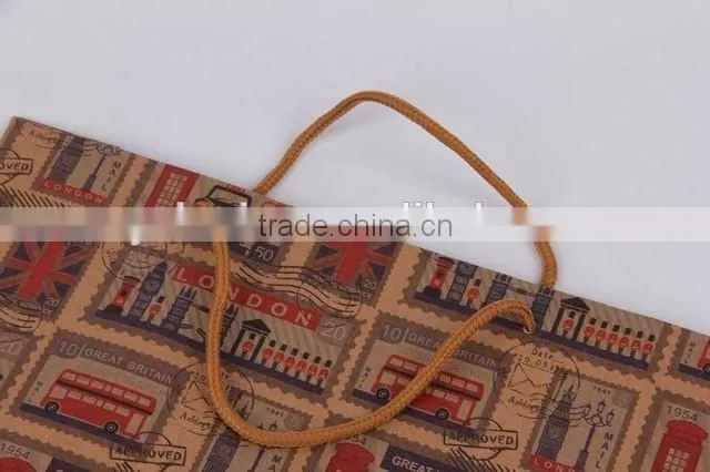 Printed Foldable Gift Bag / Retro Look Shopping Paper Bag