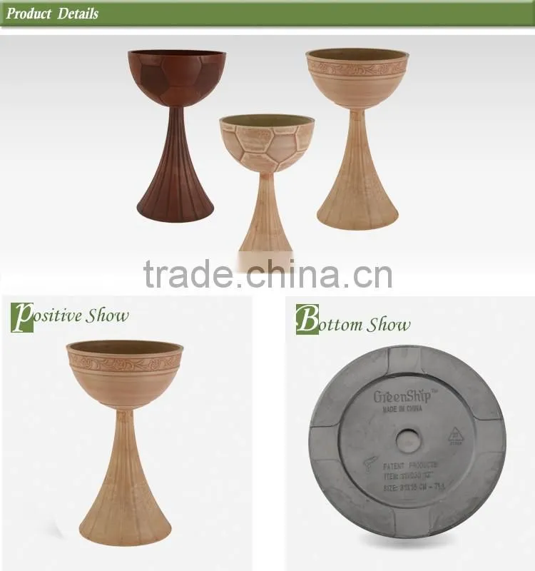 Round Large Mouth Urn Flower Pots with Shell Shape Ultrahigh Stiletto Base