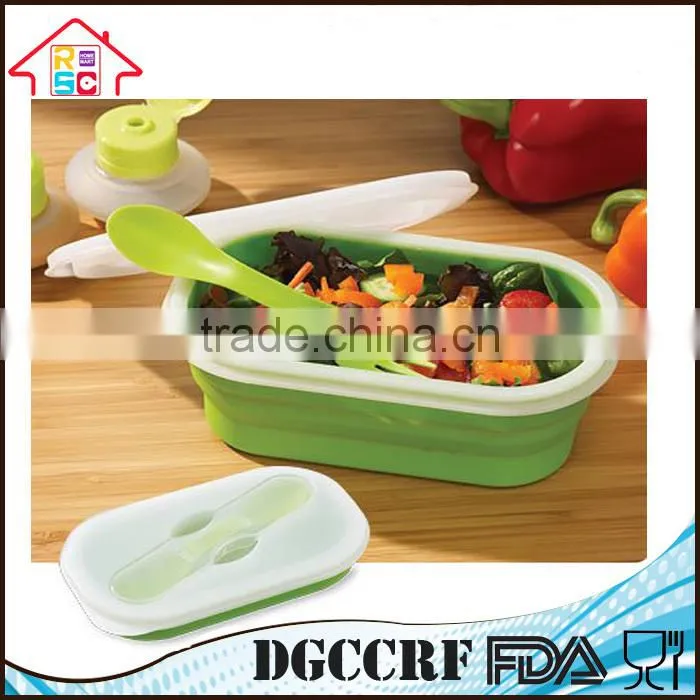 Collapsible Leakproof Silicone Compartments Lunch Bento Box