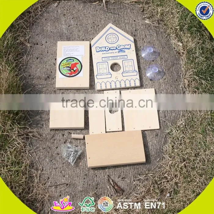 2017 new fashion funny children wooden bird house W03B049