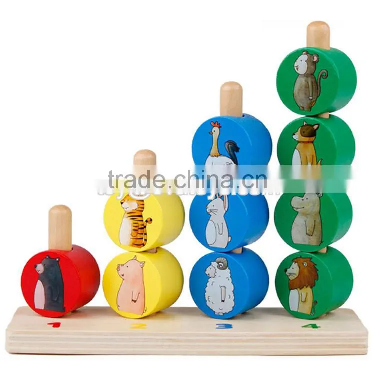 Hot sale preschool intelligent stacking blocks wooden toy blocks for toddlers W13D095