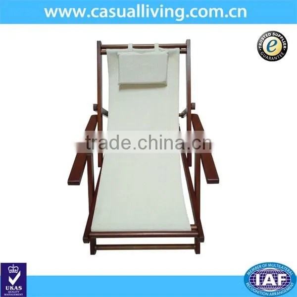 Outdoor Wooden 4 Level Adjustable Folding Recliner Chair