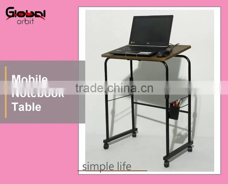High quality office laptop table with wheels, mobile computer table cart