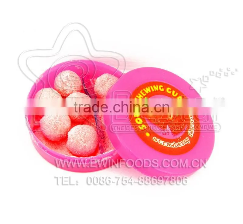 Strawberry Flavor Bubble Gum With Sour Powder