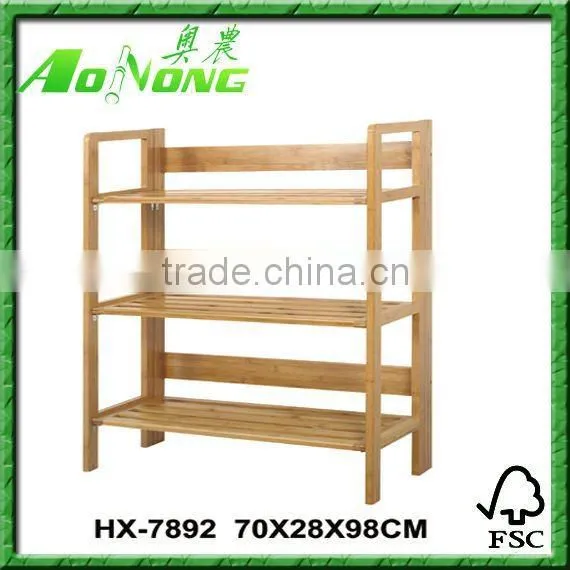 3 Tiers Bamboo Shoes Shelf with Umbrella Rack and Small Drawer