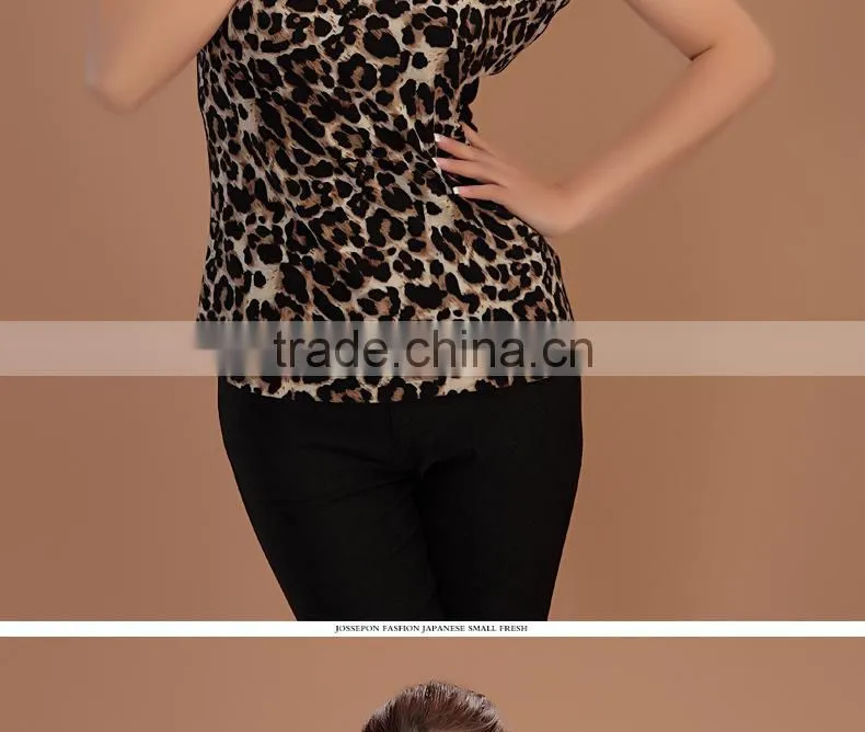 2015 new fashion summer korean Slim short sleeve hollow chiffon casual women blouse Leopard blouses