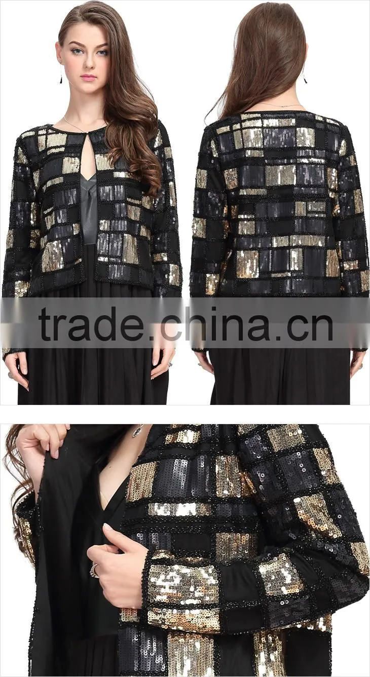 2017 Latest New Fashion Sequin Coat And Jacket For Woman