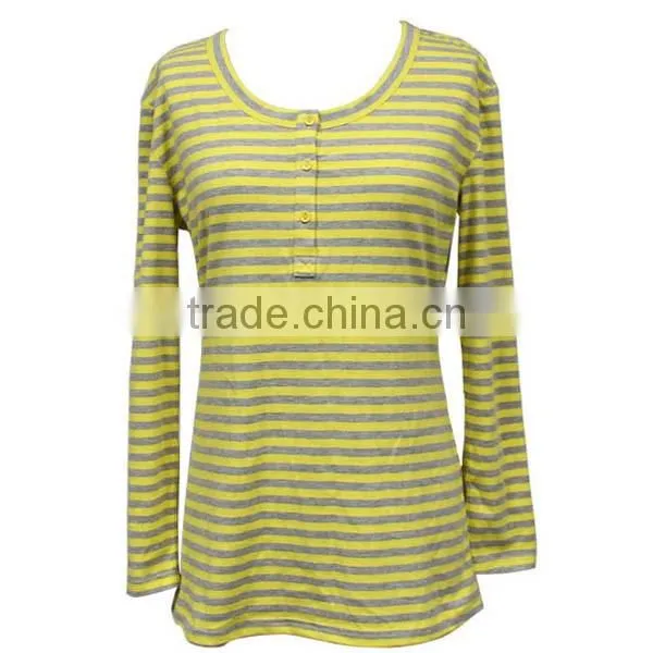 New Fashionable High Quality Comfortable women striped long-sleeve t-shirt