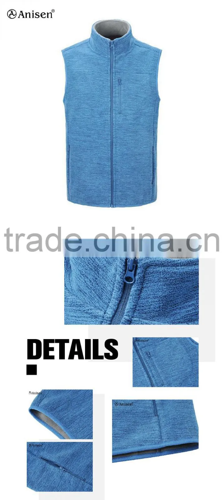 made in china wholesale collar zipper men sweater fleece vest