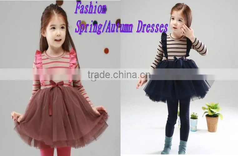 Brand New Girls Stripped dress Children's Long Sleeve spring autumn dress Kids Fashion Clothes baby striped dress