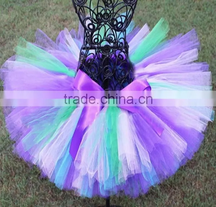 2015 super fluffy purple with Turquoise blue kids parth birthday pettiskirt tutu