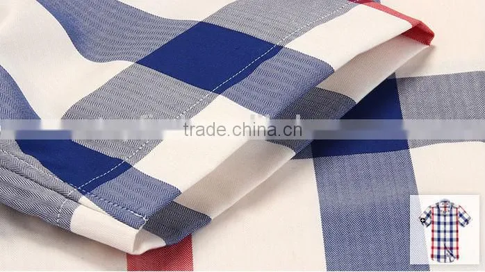 Wholesale Latest design Egyptian cotton Italian short sleeve plaids dress men shirt