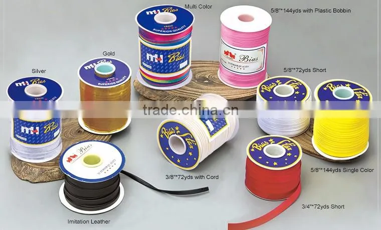High Quality 5/8 100% Polyester Satin Bias Binding Tape for Sale
