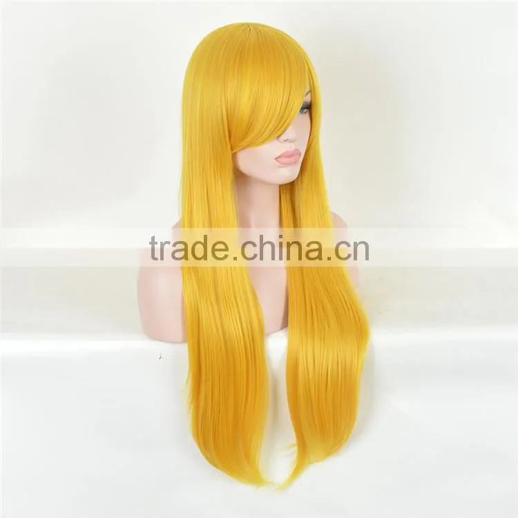 Cheap God Yellow Long Straight Cosplay Synthetic Wig