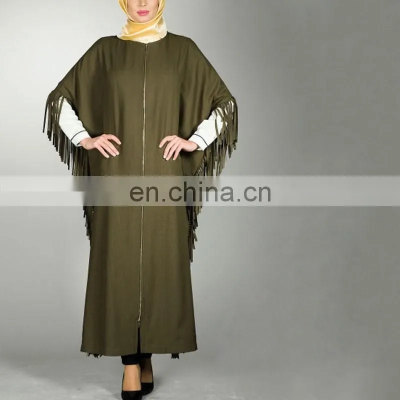 Newest Muslim Women Clothing Moroccan Kaftan Ladies Duabi Abaya Dress Jilbab Islamic Outwear Tassels cotton