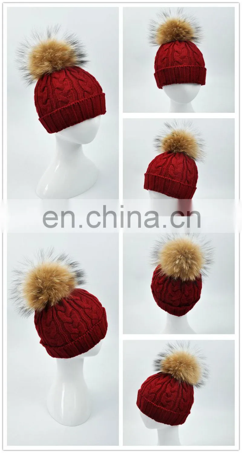 2016 Fashion Design Hot Sale Winter Hat with Cute Fur Pom Kids Beanie