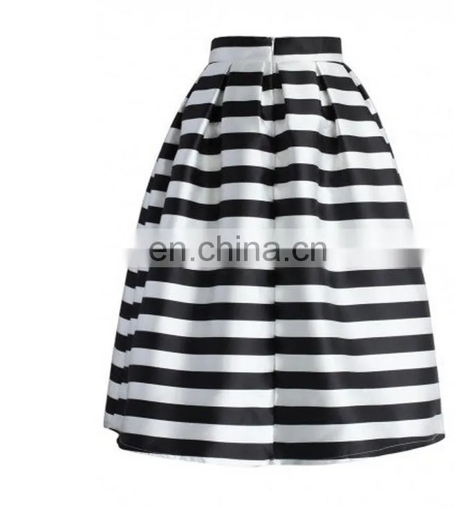 Stripes Full A-line Midi Skirt