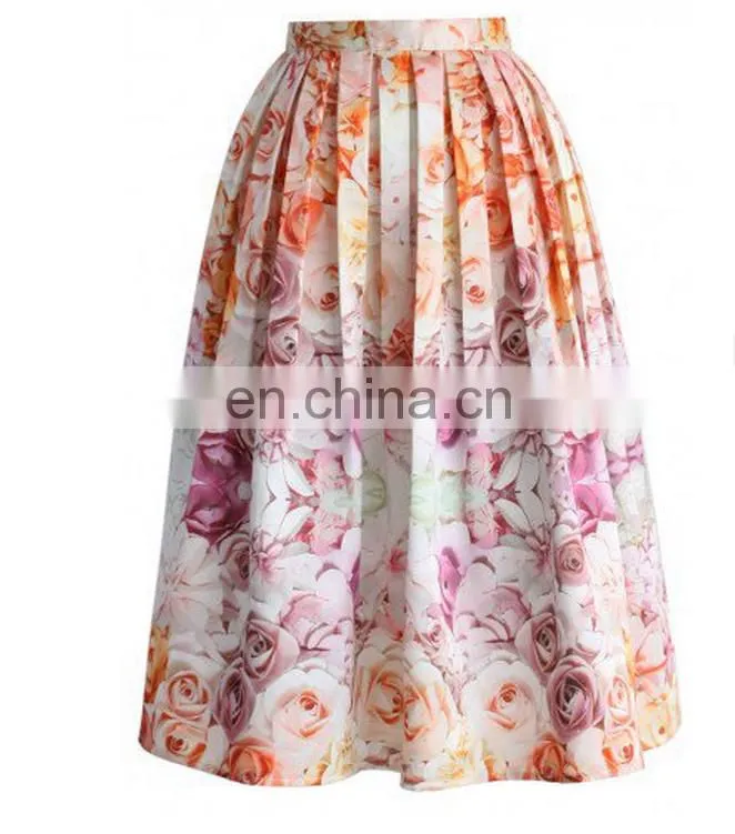 Flowers Whisper Pleated Midi Skirt