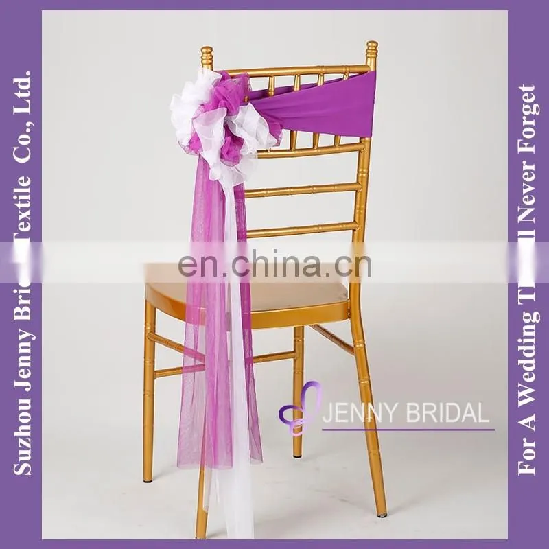 SH091AA organza ribbon stretch band organza chair sash with stretch fabric band
